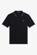 Fred Perry G3600 Women’s Shirt Black Cyber Blue Cyber Blue | HRPEO4650