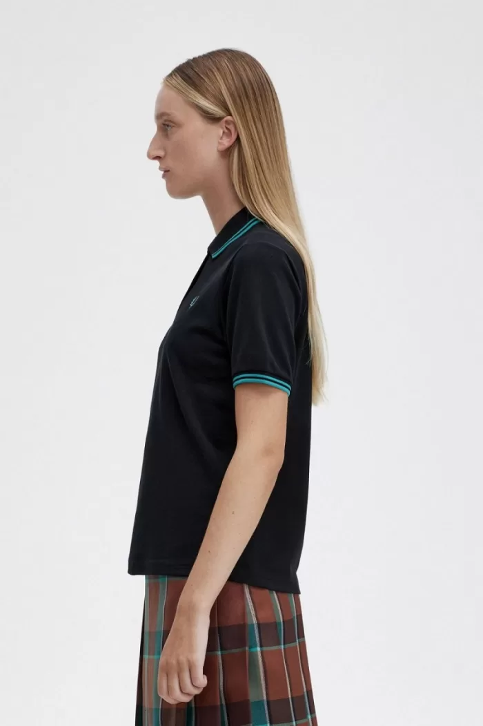 Fred Perry G3600 Women’s Shirt Black Deep Mint Deep Mint | LETRY3750