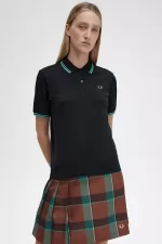 Fred Perry G3600 Women’s Shirt Black Deep Mint Deep Mint | LETRY3750