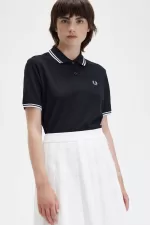 Fred Perry G3600 Women’s Shirt Black White | SEHZU7460