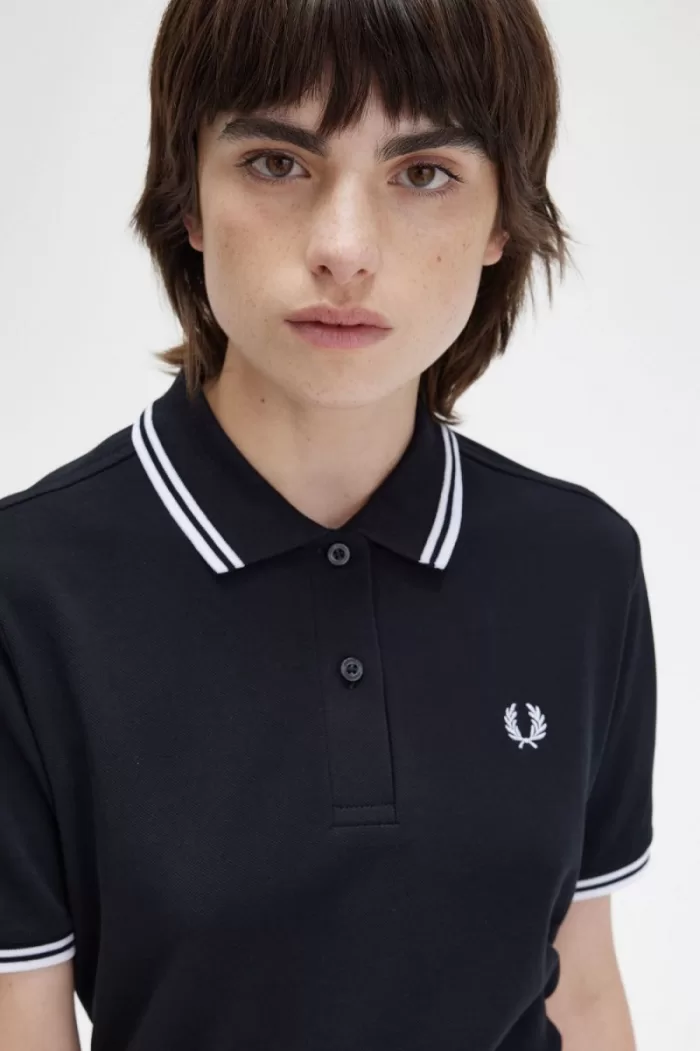 Fred Perry G3600 Women’s Shirt Black White | SEHZU7460