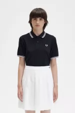 Fred Perry G3600 Women’s Shirt Black White | SEHZU7460