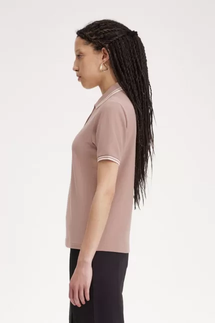 Fred Perry G3600 Women’s Shirt Dark Pink Beige | CDYMT9431