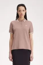 Fred Perry G3600 Women’s Shirt Dark Pink Beige | CDYMT9431