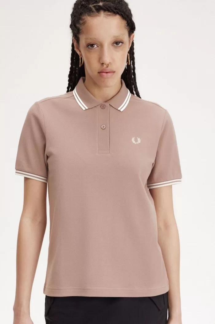 Fred Perry G3600 Women’s Shirt Dark Pink Beige | CDYMT9431