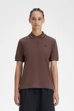 Fred Perry G3600 Women’s Shirt Dark Red Warm Grey Black | DEBGF9268