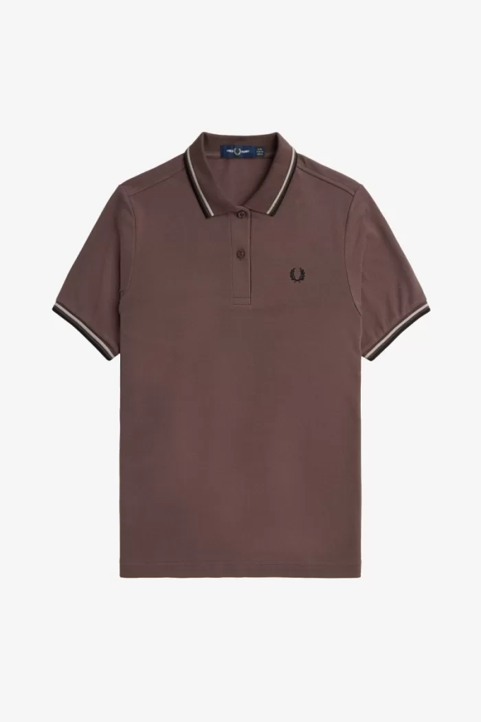 Fred Perry G3600 Women’s Shirt Dark Red Warm Grey Black | DEBGF9268