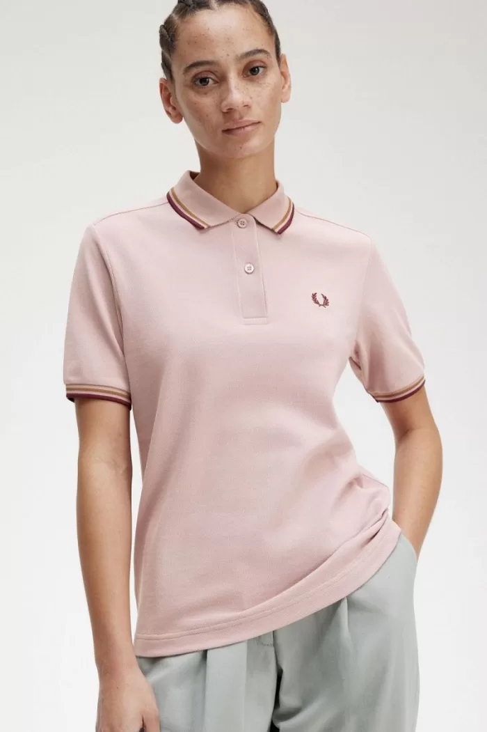 Fred Perry G3600 Women’s Shirt Dusty Rose Pink Brown Oxblood | PRAFC2415