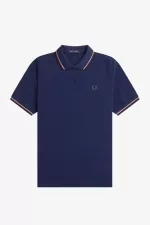 Fred Perry G3600 Women’s Shirt French Navy Dusty Rose Pink Dark Red | YAVCO9752