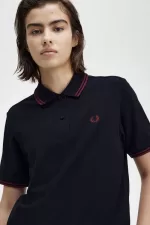 Fred Perry G3600 Women’s Shirt Navy Oxblood Oxblood | IQGMO4268