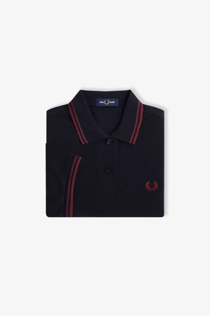 Fred Perry G3600 Women’s Shirt Navy Oxblood Oxblood | IQGMO4268