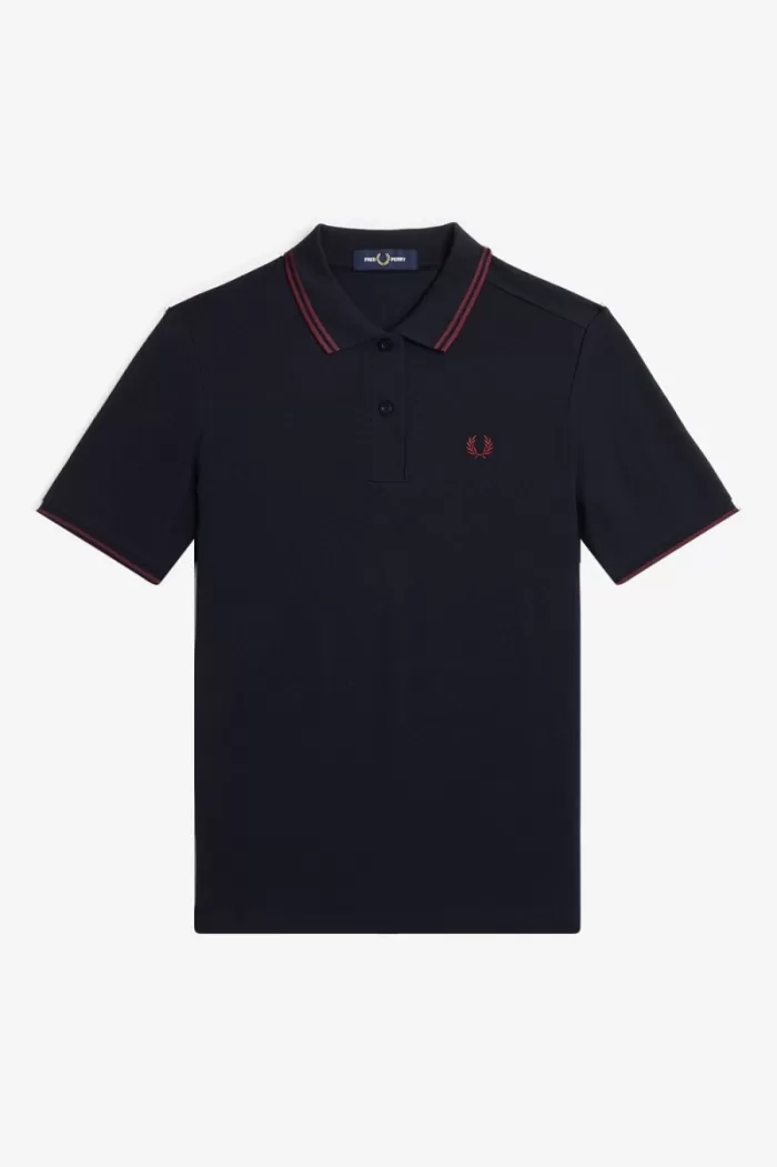 Fred Perry G3600 Women’s Shirt Navy Oxblood Oxblood | IQGMO4268