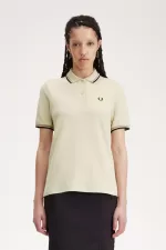 Fred Perry G3600 Women’s Shirt Oatmeal Dark Pink Black | NFUBS7143