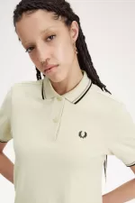 Fred Perry G3600 Women’s Shirt Oatmeal Dark Pink Black | NFUBS7143