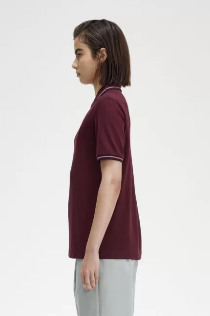 Fred Perry G3600 Women’s Shirt Oxblood Dusty Rose Pink Black | NCJPS3290