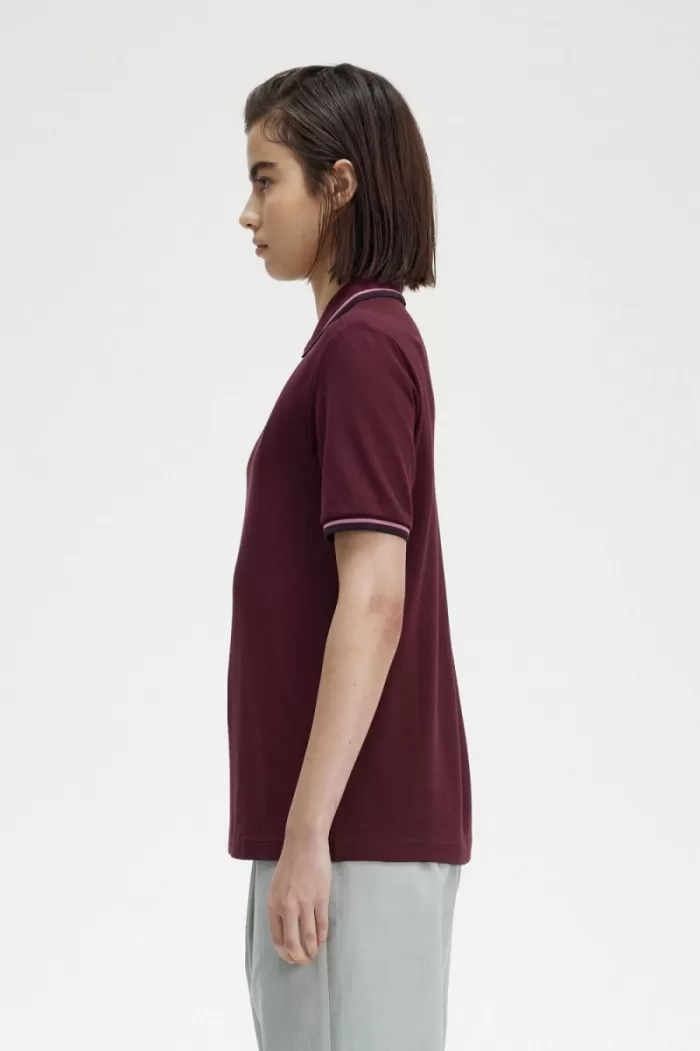 Fred Perry G3600 Women’s Shirt Oxblood Dusty Rose Pink Black | NCJPS3290