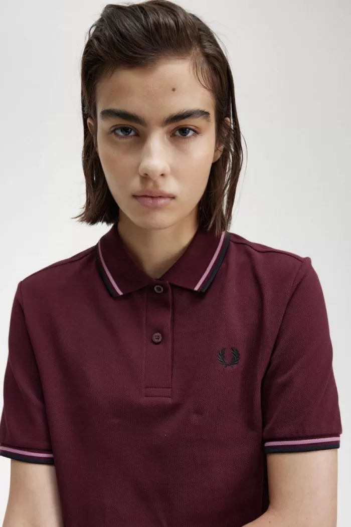 Fred Perry G3600 Women’s Shirt Oxblood Dusty Rose Pink Black | NCJPS3290