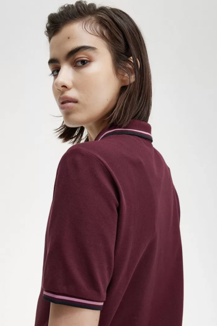 Fred Perry G3600 Women’s Shirt Oxblood Dusty Rose Pink Black | NCJPS3290