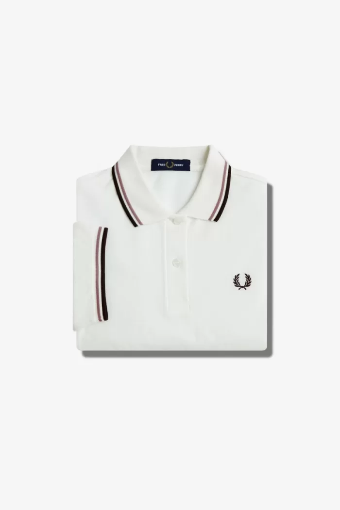 Fred Perry G3600 Women’s Shirt Snow White Dark Pink Burnt Tobacco | QBOTL9150