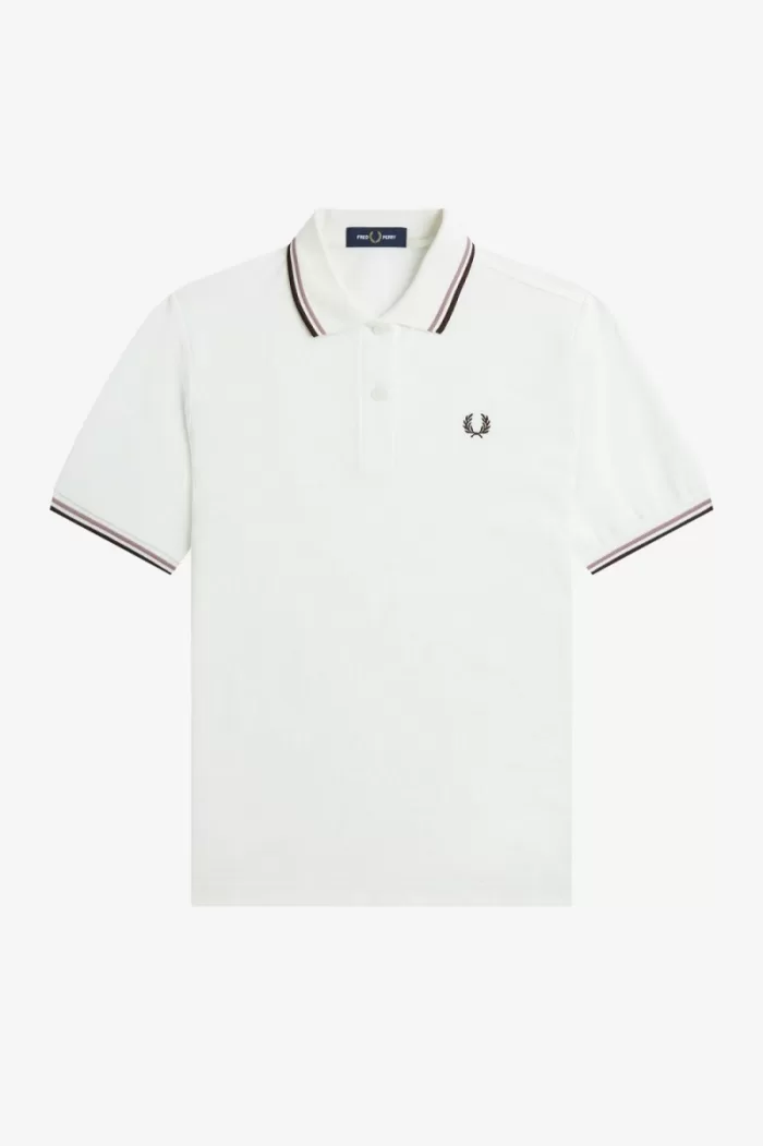 Fred Perry G3600 Women’s Shirt Snow White Dark Pink Burnt Tobacco | QBOTL9150