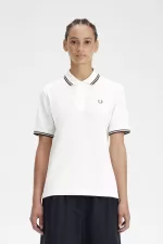 Fred Perry G3600 Women’s Shirt Snow White Dark Red | NGMYX2509