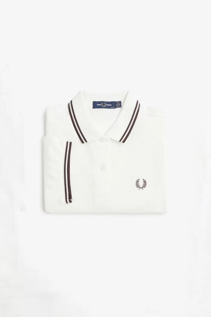 Fred Perry G3600 Women’s Shirt Snow White Dark Red | NGMYX2509