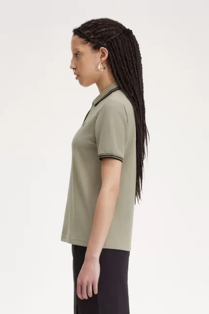 Fred Perry G3600 Women’s Shirt Warm Grey Black | SMOXG9384