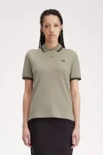 Fred Perry G3600 Women’s Shirt Warm Grey Black | SMOXG9384