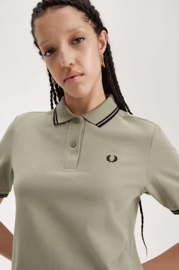 Fred Perry G3600 Women’s Shirt Warm Grey Black | SMOXG9384