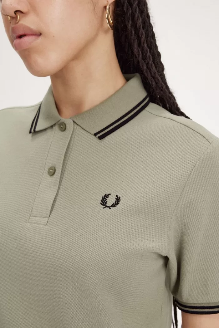 Fred Perry G3600 Women’s Shirt Warm Grey Black | SMOXG9384