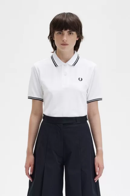 Fred Perry G3600 Women’s Shirt White Black | VHKGX2908