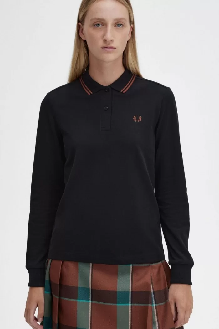 Fred Perry G3636 Women’s Shirt Black Whisky Brown | UGQFM1248