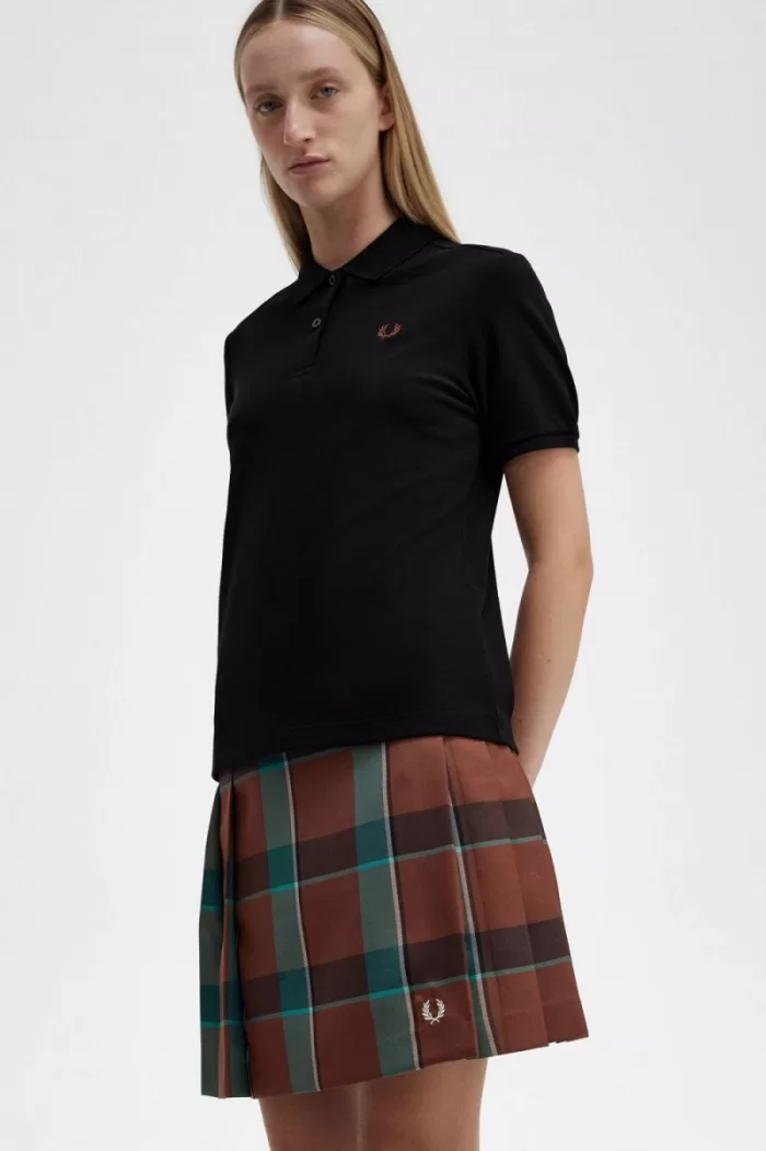 Fred Perry G6000 Women’s Shirt Black Whisky Brown | PLCES8163