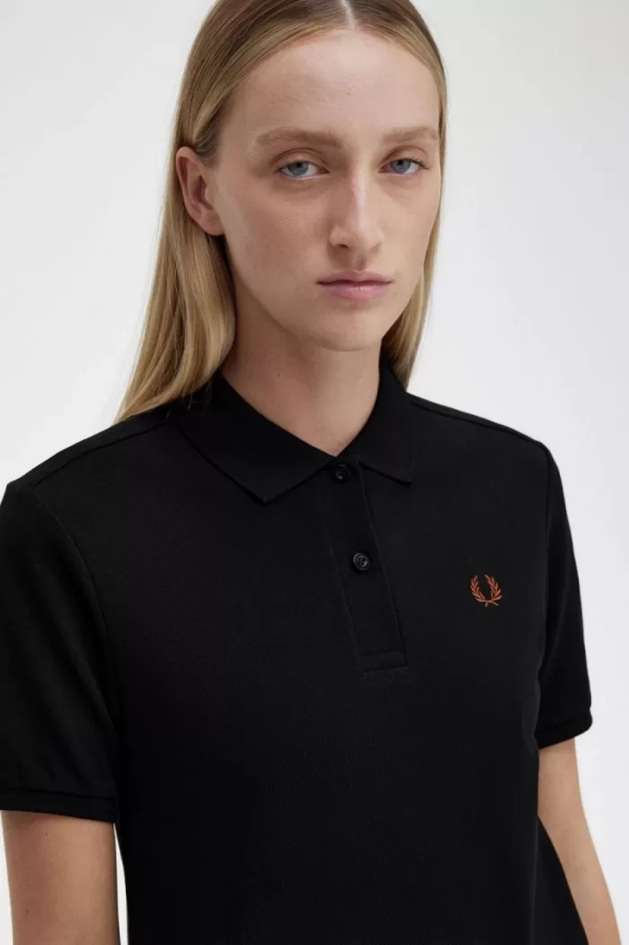 Fred Perry G6000 Women’s Shirt Black Whisky Brown | PLCES8163