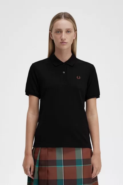 Fred Perry G6000 Women’s Shirt Black Whisky Brown | PLCES8163