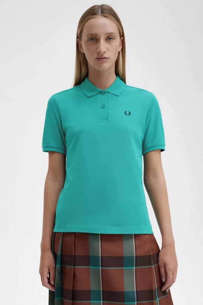 Fred Perry G6000 Women’s Shirt Deep Mint Black | ZCDAG6987