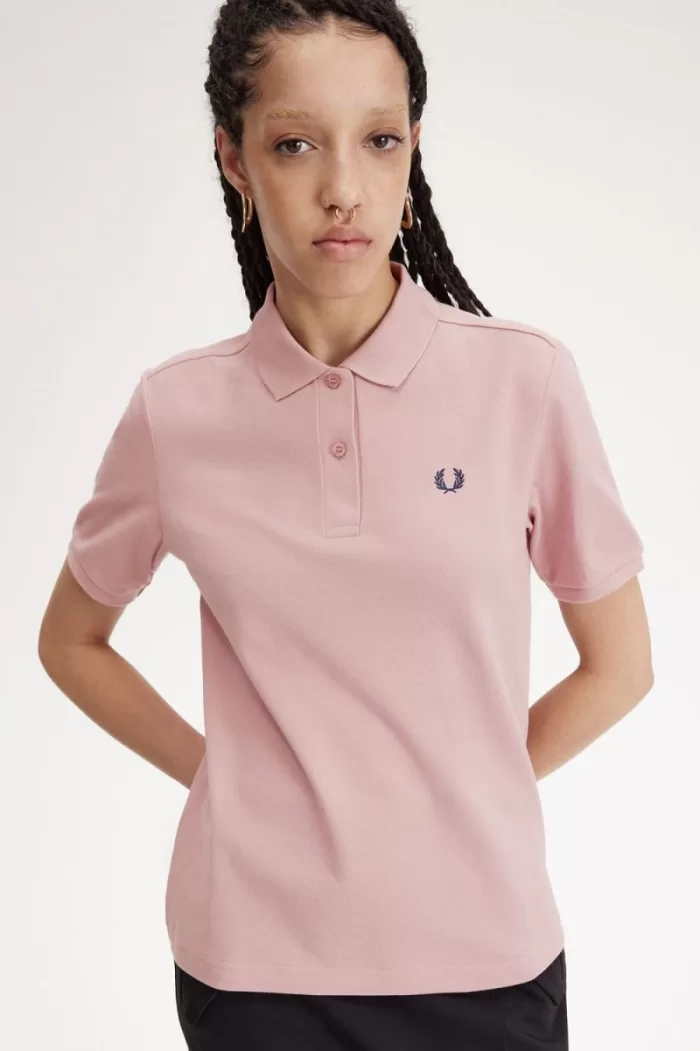 Fred Perry G6000 Women’s Shirt Dusty Rose Pink French Navy | LXMTU9285