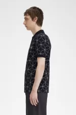 Fred Perry Geometric Men’s Polo Shirt Black | YACJW2075