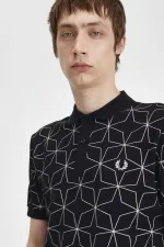 Fred Perry Geometric Men’s Polo Shirt Black | YACJW2075