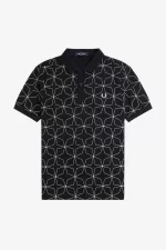 Fred Perry Geometric Men’s Polo Shirt Black | YACJW2075