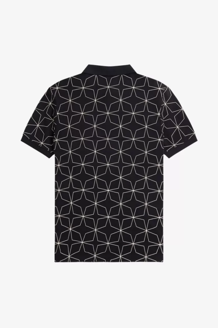 Fred Perry Geometric Men’s Polo Shirt Black | YACJW2075