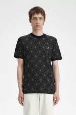 Fred Perry Geometric Men’s T-Shirt Black | BIYWV4371