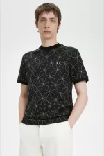 Fred Perry Geometric Men’s T-Shirt Black | BIYWV4371