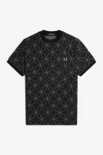 Fred Perry Geometric Men’s T-Shirt Black | BIYWV4371