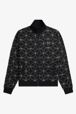 Fred Perry Geometric Print Men’s Track Jackets Black | PQUJO2649