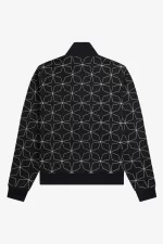 Fred Perry Geometric Print Men’s Track Jackets Black | PQUJO2649