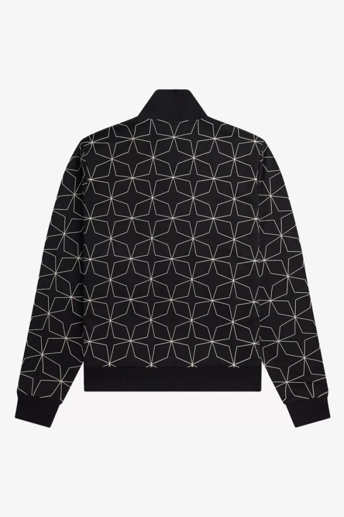 Fred Perry Geometric Print Men’s Track Jackets Black | PQUJO2649