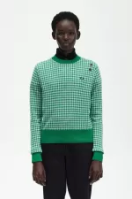 Fred Perry Gingham Women’s Jumper Green | TBKZG5376