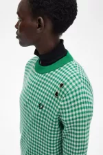 Fred Perry Gingham Women’s Jumper Green | TBKZG5376