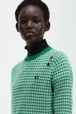 Fred Perry Gingham Women’s Jumper Green | TBKZG5376